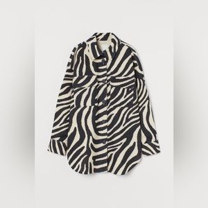 H&M Felted Shirt Jacket Zebra